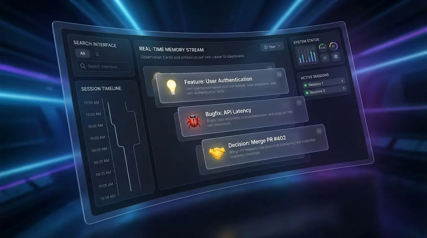 Web viewer dashboard showing live observation stream with emoji indicators and search interface