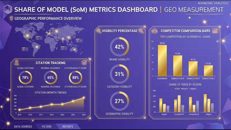 Dashboard metrik Share of Model untuk mengukur kesuksesan GEO